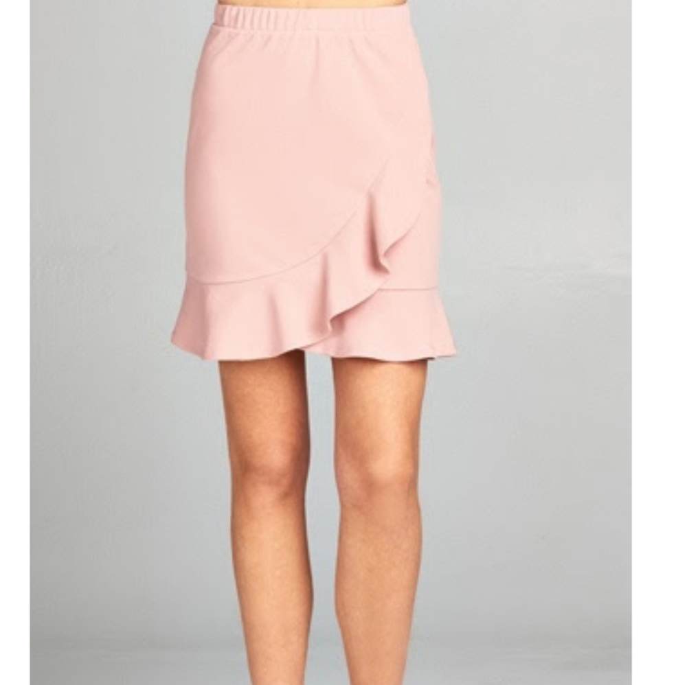 Ruffle Wrap Skirt Pink Medium